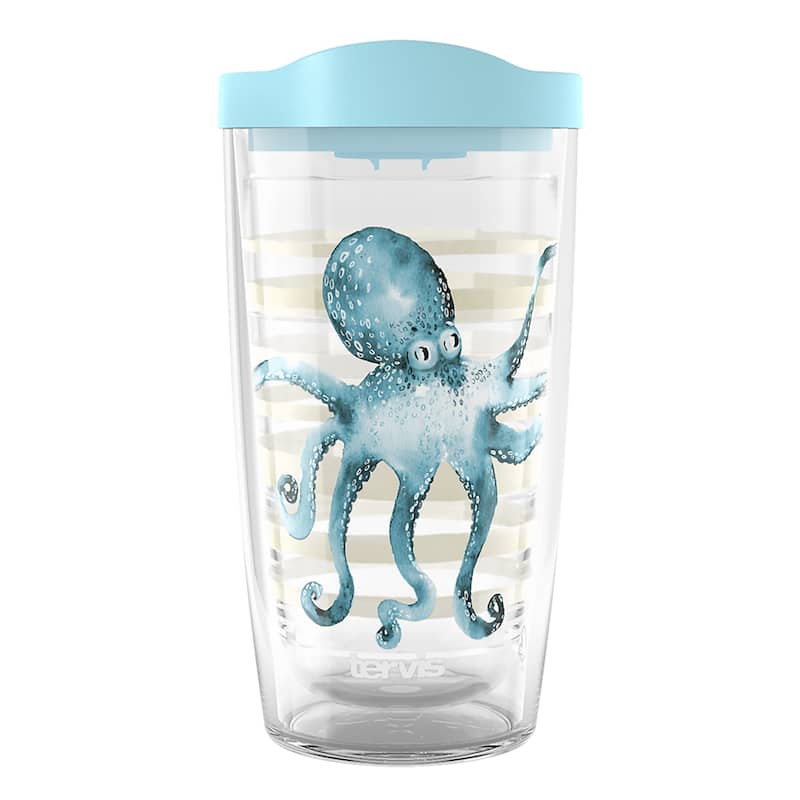 Tervis Sara Berrenson Atlantica Collection Made in USA Double Walled Insulated Travel Tumbler, Octopus - 16oz