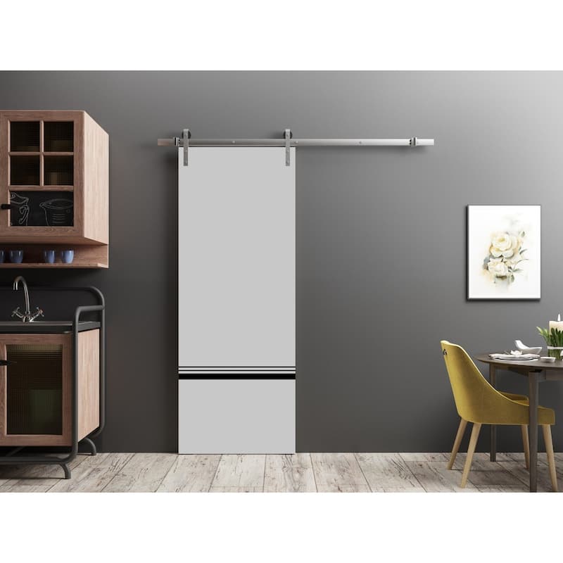 Sturdy Barn Door 36 x 80 Planum 0012 Grey Matte with 6.6FT