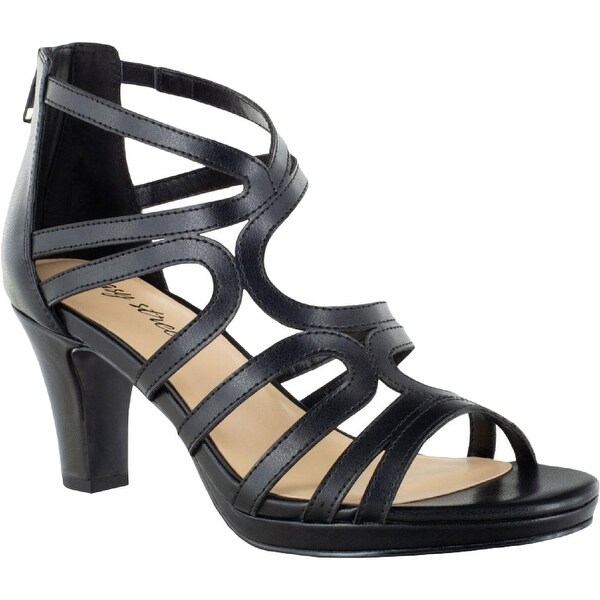 Easy Street Womens Elated Pumps Open Toe Ankle Strap - Black - 9 Extra Wide (E+, WW). Opens flyout.