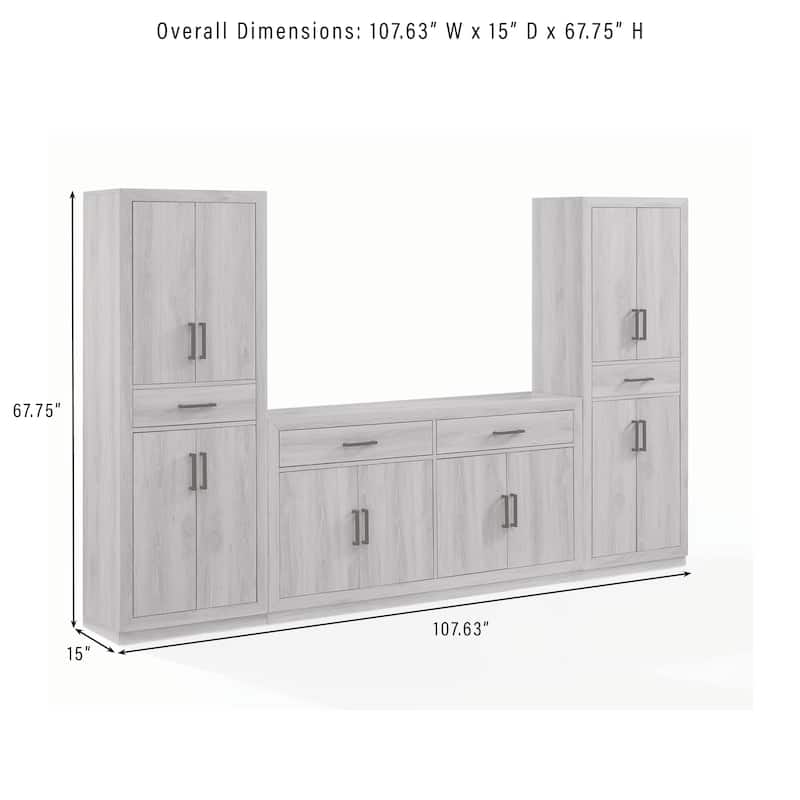 Crosley Isla 3-Piece Sideboard And Pantry Set- Sideboard & 2 Pantries