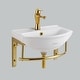 preview thumbnail 7 of 11, White Ceramic Wall Mount Bathroom Sink with Brass Faucet and Sink Drain Renovators Supply