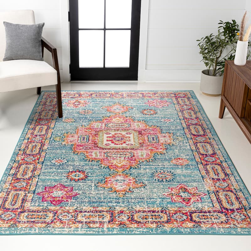 JONATHAN Y Boho FLAIR Medallion Area Rug - 5 X 8 - Blue/Red