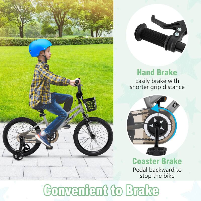 Costway 12"/14"/16"/18" Kid’s Bike with Training Wheels Adjustable - See Details