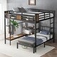 preview thumbnail 2 of 10, Queen Over Twin Bunk Bed with Storage Area Shelves Hangers Noise Reduced Black