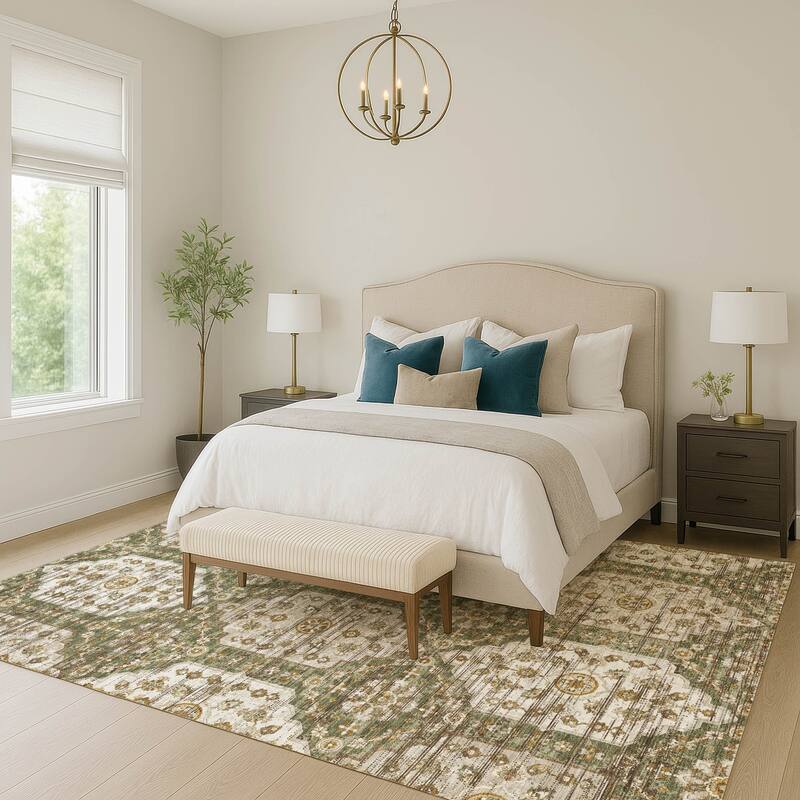 Machine Washable Indoor/ Outdoor Traditional Kiowa Chantille Rug