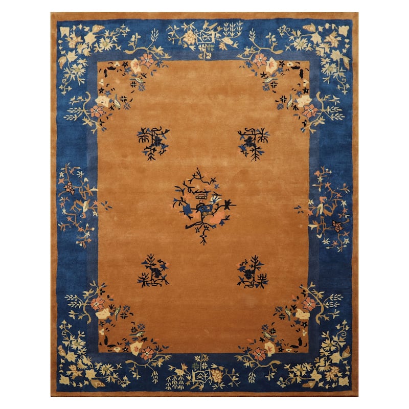 Camel Chinese Art Deco New Zealand Wool Hand Tufted Multi Size Oriental Area Rug LoomBloom
