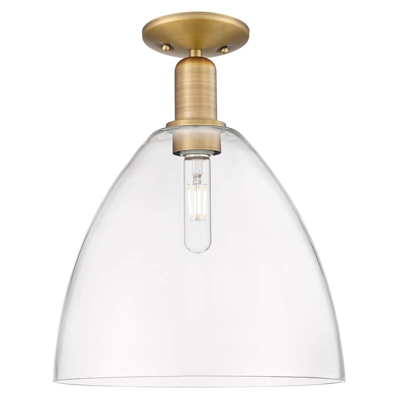 Innovations Lighting 716-1C-15-12 Bristol Semi-Flush Bristol 12" Wide - Brushed Brass / Clear