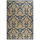 SAFAVIEH Courtyard Bettylou Indoor/ Outdoor Damask Area Rug - 6'7" x 9'6" - Blue/Natural