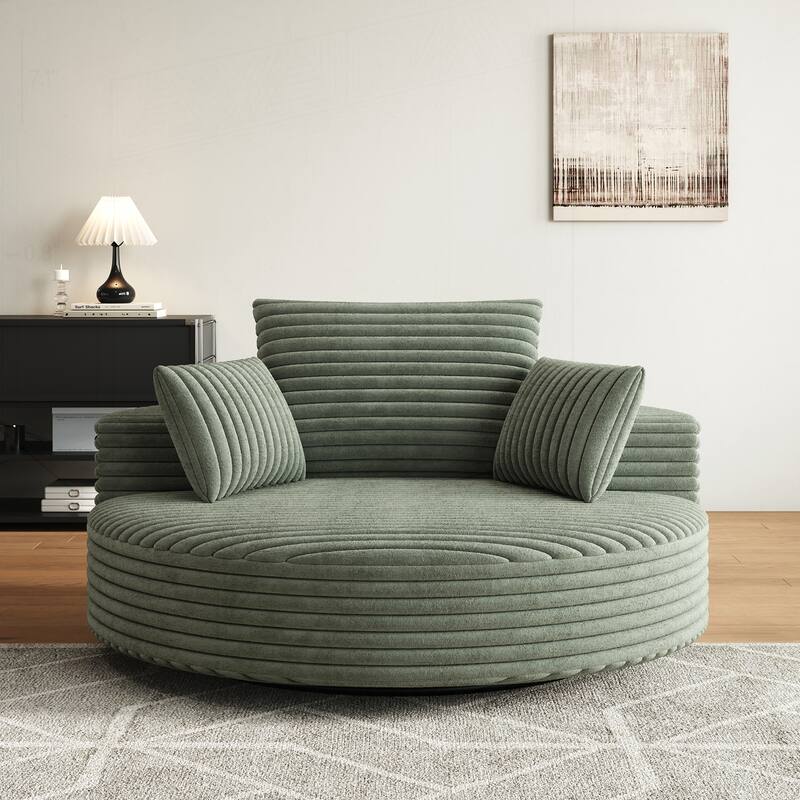Comfortable Corduroy Foam Swivel Chair for Various Rooms, Enhancing Relaxation