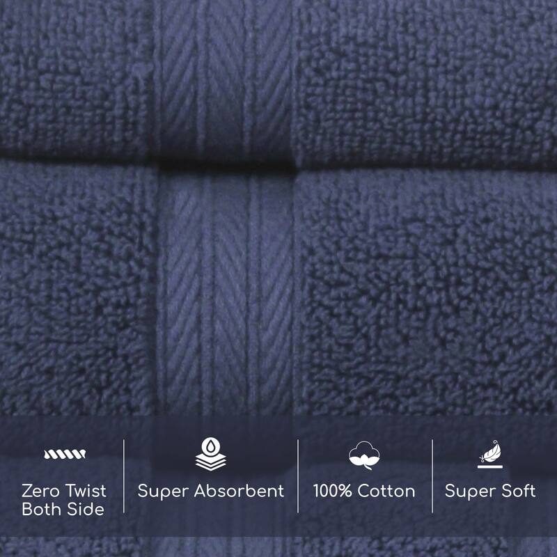 Home Weavers Elegance Essentials 550GSM Cotton Zero Twist Super Absorbent Bath Towel Set of 8