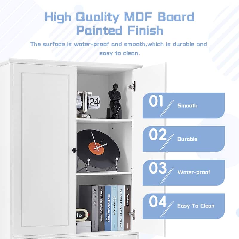 Freestanding Bathroom Storage Cabinet with Doors & 3 Large Drawers, Adjustable Shelves