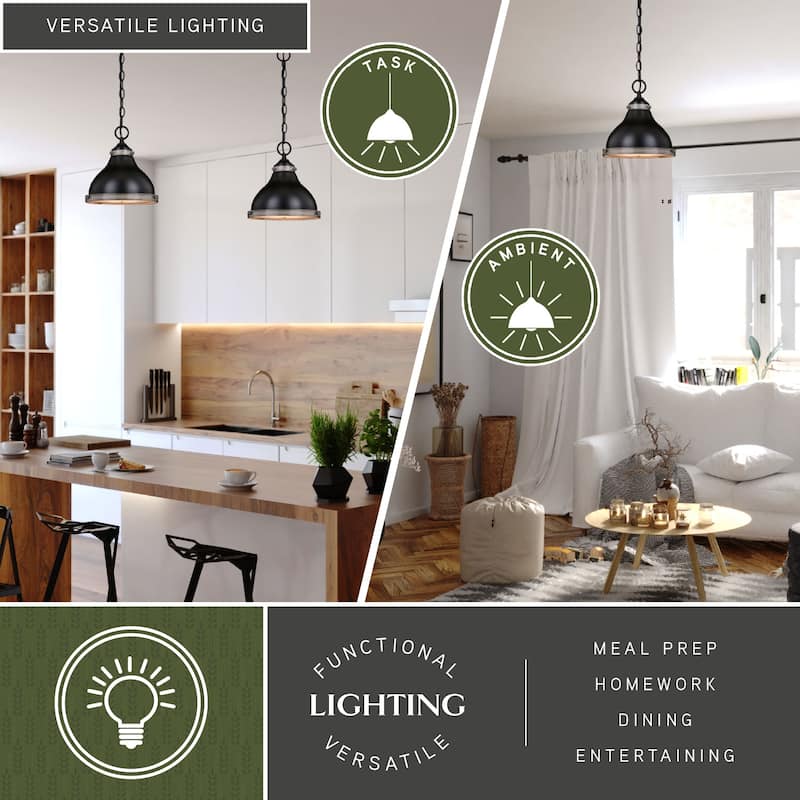 Sheffield 1L Dark Bronze and Gray Farmhouse Dome Pendant Light