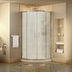 preview thumbnail 39 of 69, DreamLine Prime 38 in. x 38 in. x 74 3/4 in. Sliding Shower Enclosure and Shower Base Kit - 38" x 38" Chrome; Biscuit; Frosted Glass
