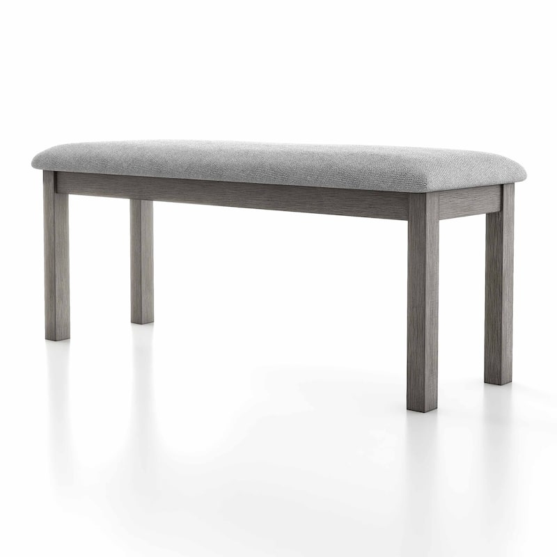 Bura Rustic Grey Upholstered Bench by Furniture of America