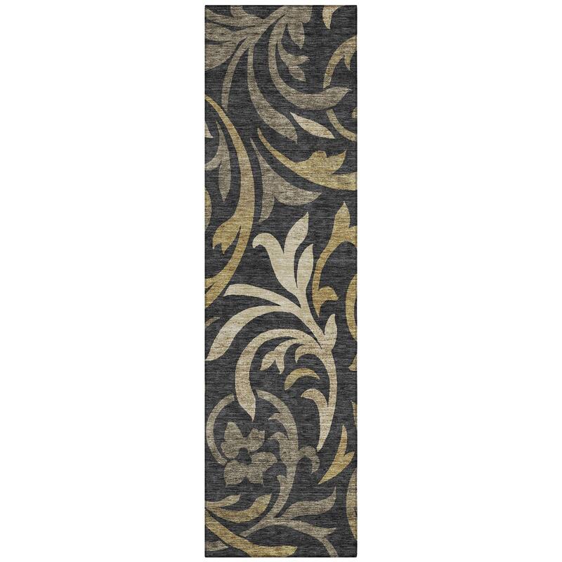 Machine Washable Indoor/ Outdoor Chantille Floral Scroll Rug