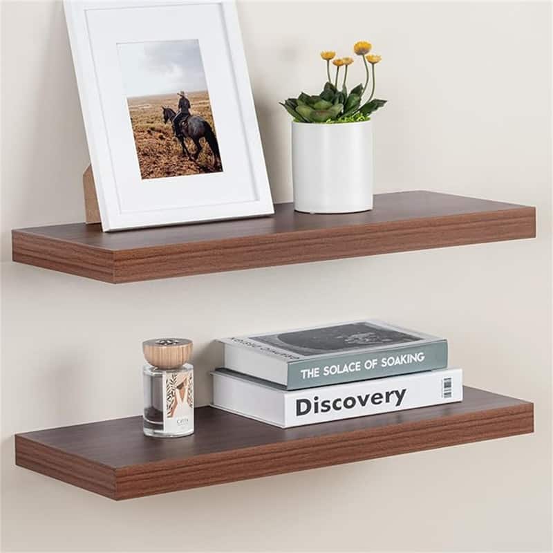  Floating Shelves for Wall - 9"D x 24"W x 1.5"H - Walnut