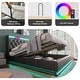 preview thumbnail 12 of 16, Twin/Full/Queen/King Upholstered Storage Bed with 360掳 LED, USB Type-C Charging, Remote/App Control, Black PU