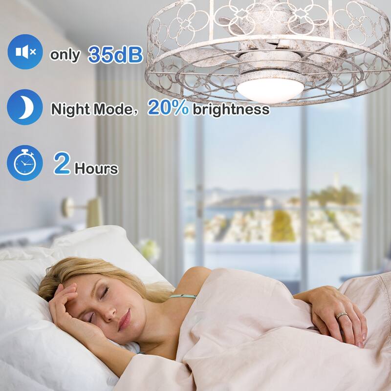 CurveCurio 24" Out Door Celing Fan Patio Water Proof Fanlight w/ Dimmable LED Light 3 Color Temperature Remote and App Control