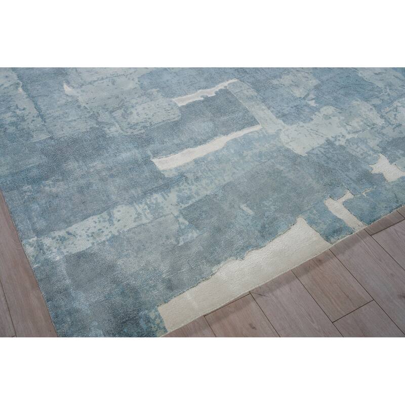 Papyrus Blue Wool/Bamboo Silk handloomed Area Rug