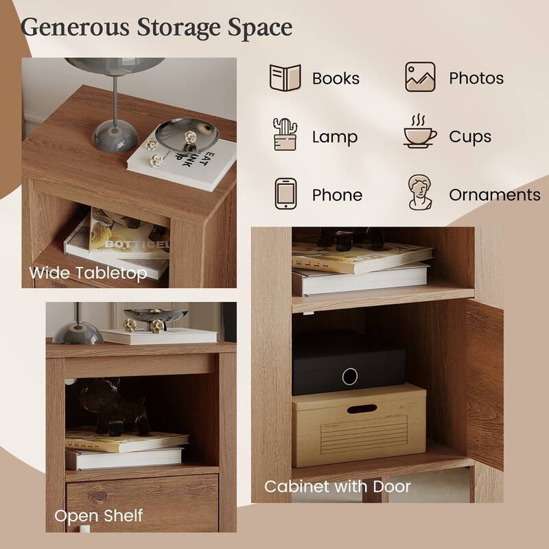 Costway Nightstand Compact Side End Sofa Table with Open Shelf & - See Details