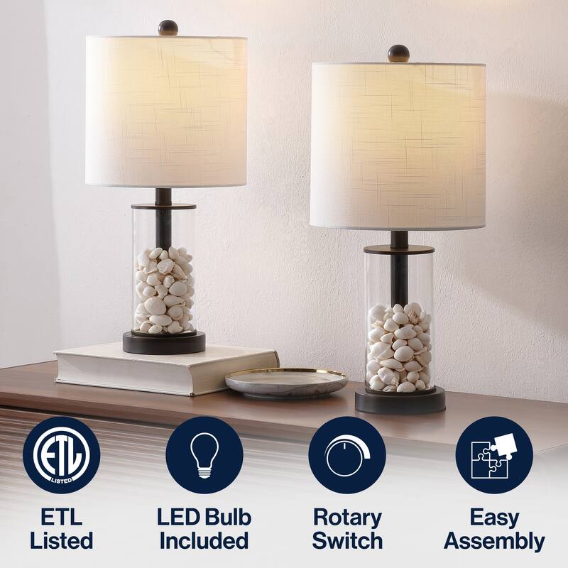 By JONATHAN , Amner 20.5" Contemporary Fillable Glass LED Table Lamp, (Set of 2)