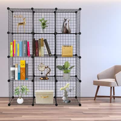 12-Cube Organizer Cube Storage Storage Shelves Metal Grid Unit Modular Cubbies Organizer Bookcase