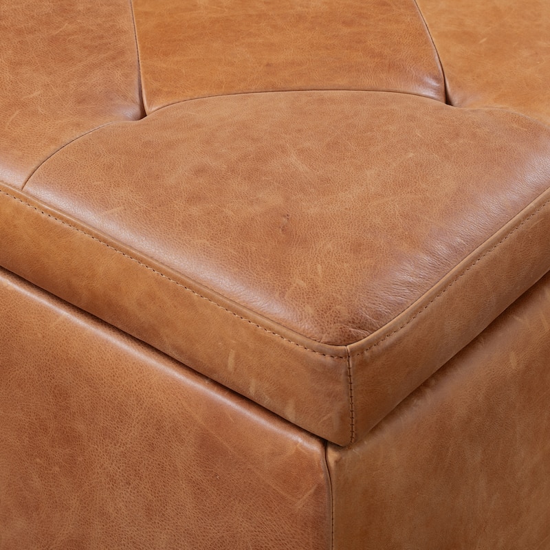 Poly & Bark Senja Storage Ottoman - Full Grain Genuine Italian Leather