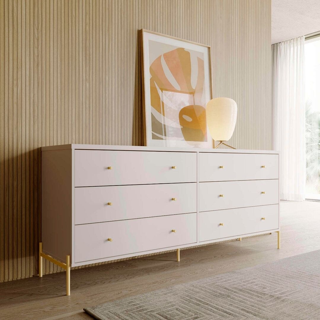 Manhattan Comfort Jasper 71.65" Double Dresser with Steel Gold Legs