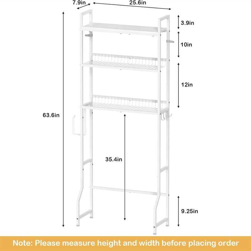 Over The Toilet Storage - 11"D x 25.6"W x 63.6"H