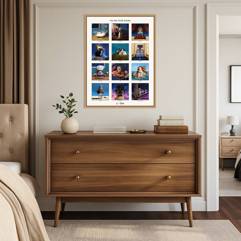 Feline Star Signs by Lucia Heffernan Framed Canvas Wall Art Print