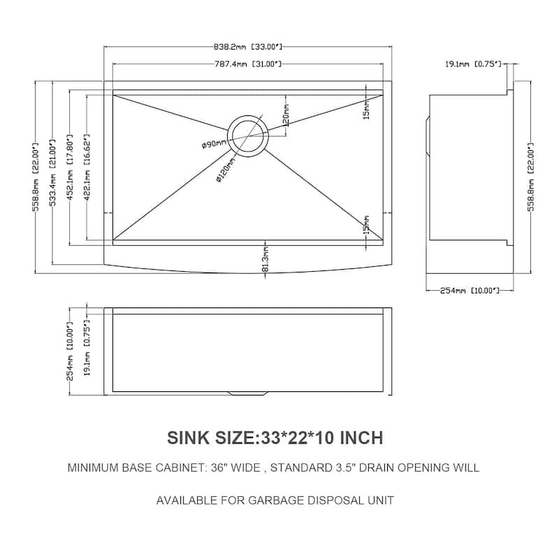 Farmhouse Sink Apron Front Ledge Workstation 16 Gauge Stainless Steel Single Bowl Luxury Kitchen Farm Sink