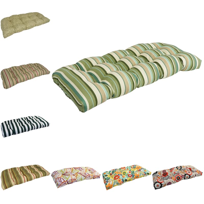 42-inch Rounded Back Tufted Outdoor Loveseat/Bench Cushion