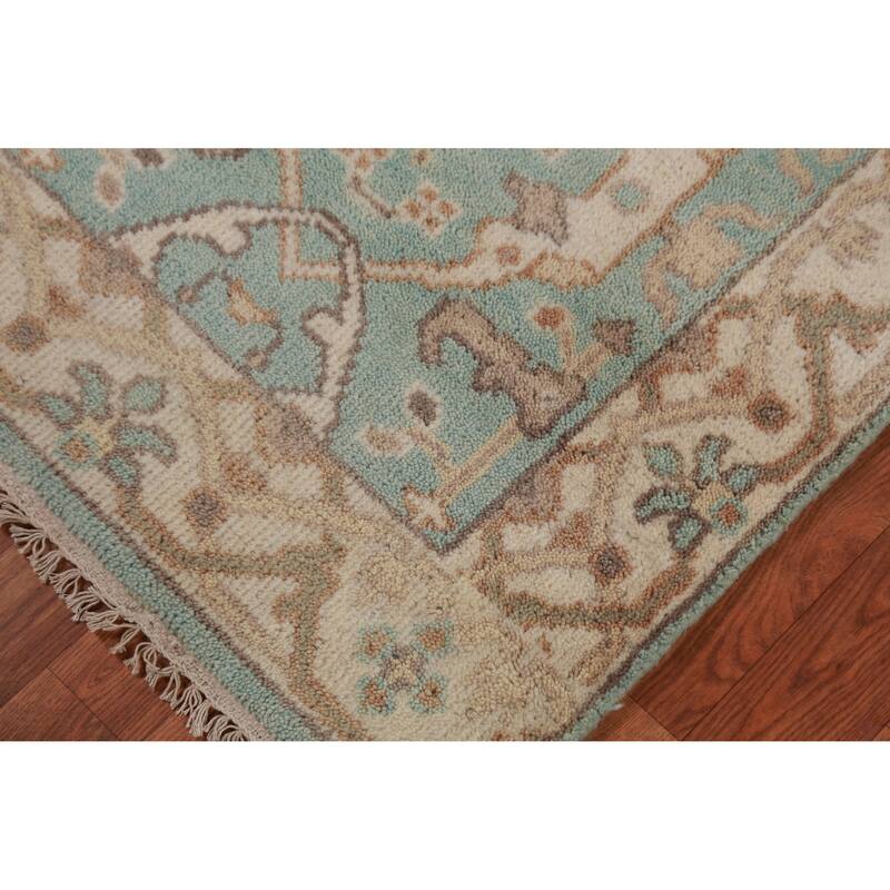 Light Blue Oushak Oriental Runner Rug Handmade Bedroom Wool Carpet - 2'6" x 10'0"