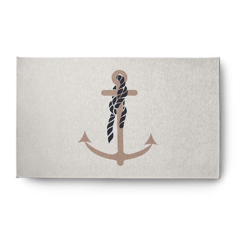 Anchor and Rope Nautical Indoor/Outdoor Rug - Mauve - 3' x 5'
