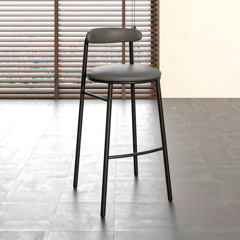 Polyster Bar Stool in Black Stainless Steel Lume Series by LeisureMod