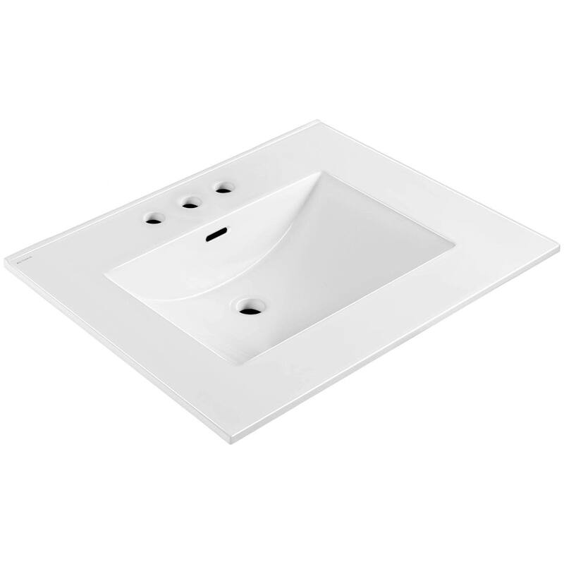 Whitehaus WHCS2522-3H 25" Rectangular Vitreous China Drop In Bathroom - White