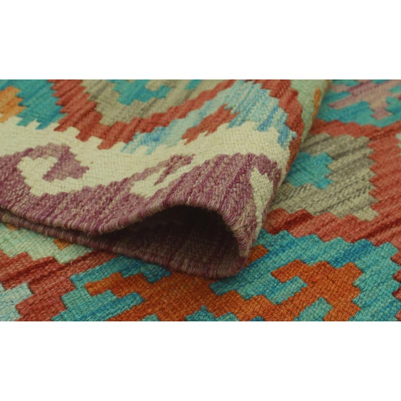 Hand-Woven Sangat Kilim Gulshakh Purple/Ivory Runner - 2'8" x 9'5"