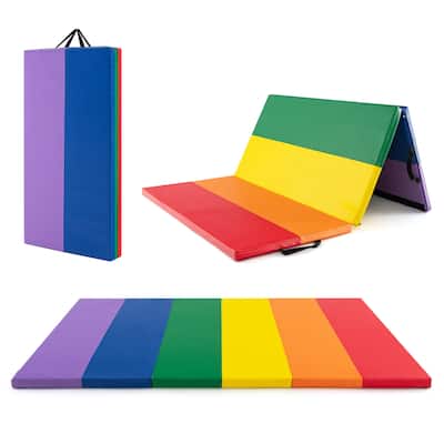 Costway Tri-Folding Gymnastics Mat 6' x 4' Tumbling Mat with Carrying - See Details