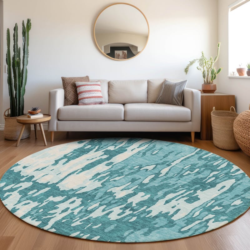 Premium Washable Super Soft Contemporary Glam Mayfield Rug - Teal - 8' x 8'