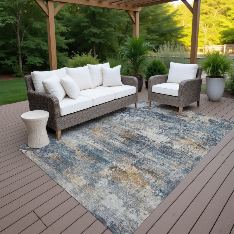 Machine Washable Indoor/ Outdoor Modern Blend Chantille Rug