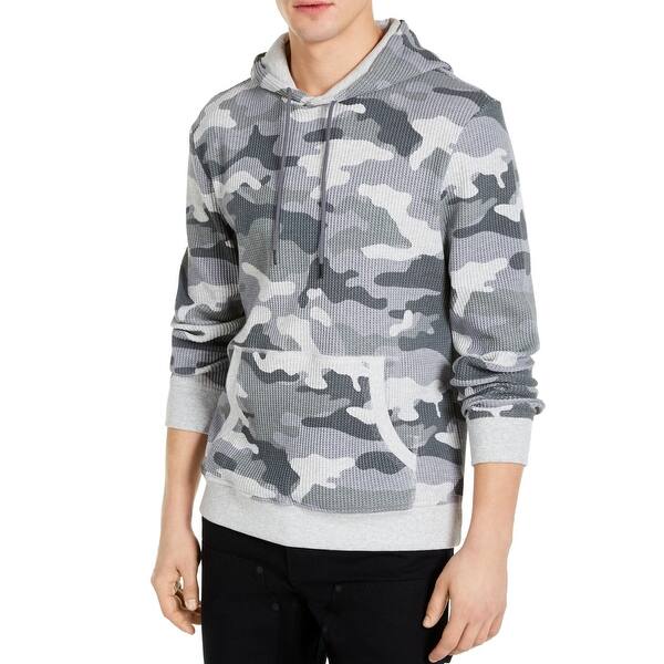 Sun Stone Mens Hoodie Gray Size Xl Thermal Waffle Knit Camo Pullover Overstock 32986100