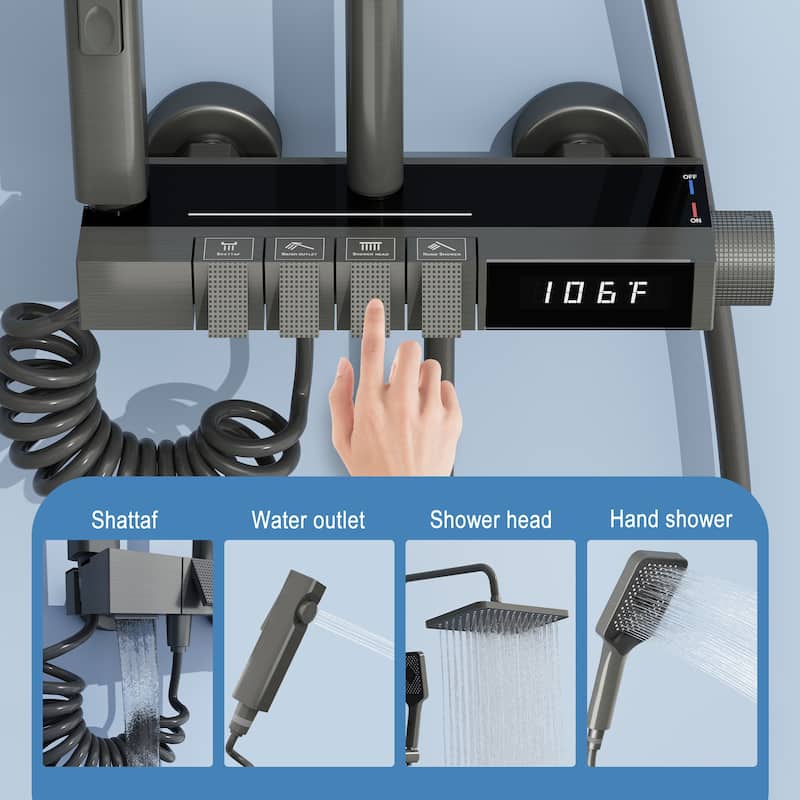 46.7"H Elegant Shower Upgrade Concealed Spout Independent Control