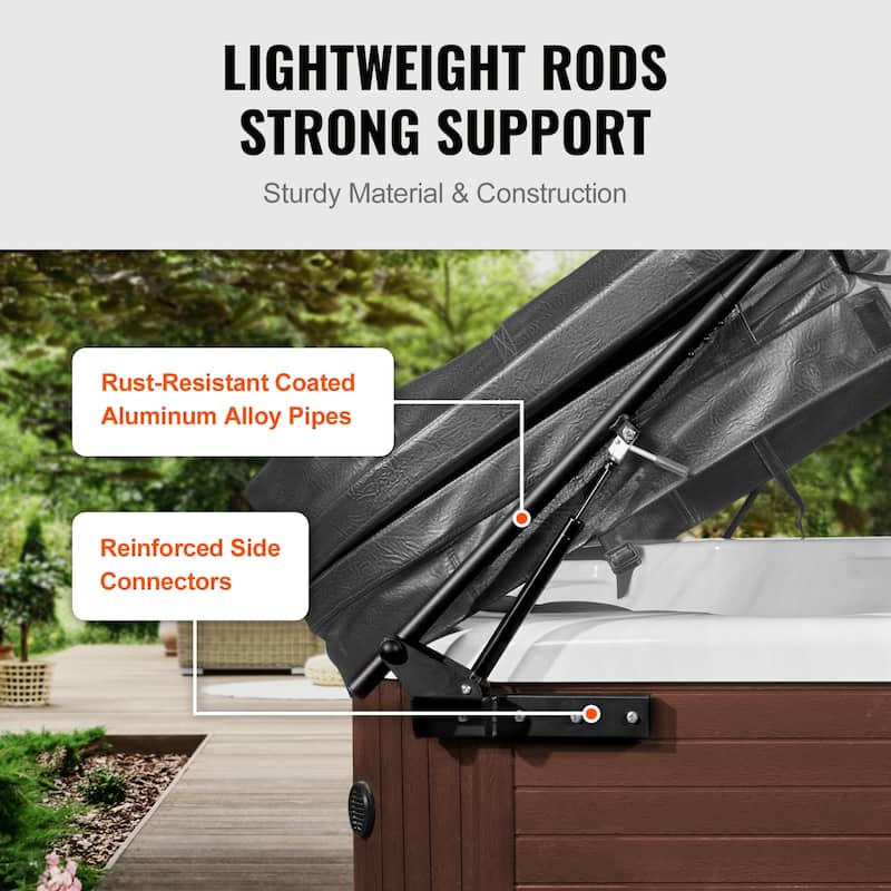 Hot Tub Cover Lift, Spa Cover Lift, Hydraulic, Width 69" - 96.5" Adjustable, Installed on Both Sides at the Top