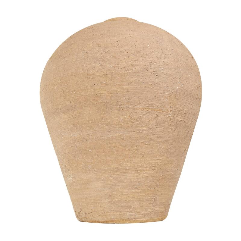 Beige Ceramic Wide Textured Vase