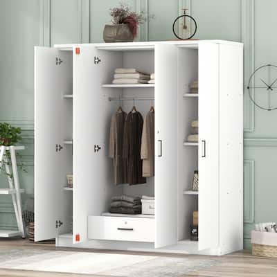 Roomfitters 4-Door Wardrobe with 1 Drawer, Spacious Storage Solution for Clothing, Accessories