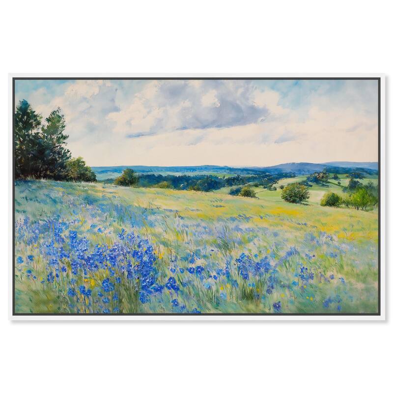 Sky Over Blue Fields Canvas by Art Remedy - 15" x 10" - White