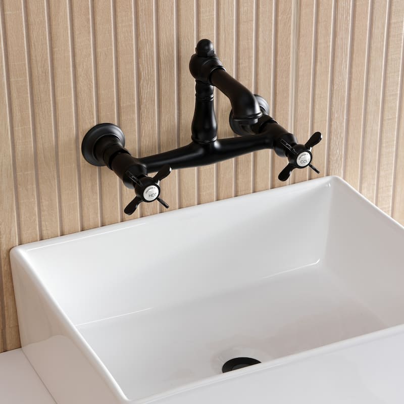 Kingston Brass Essex Two-Handle 2-Hole Wall Mount Bathroom Faucet