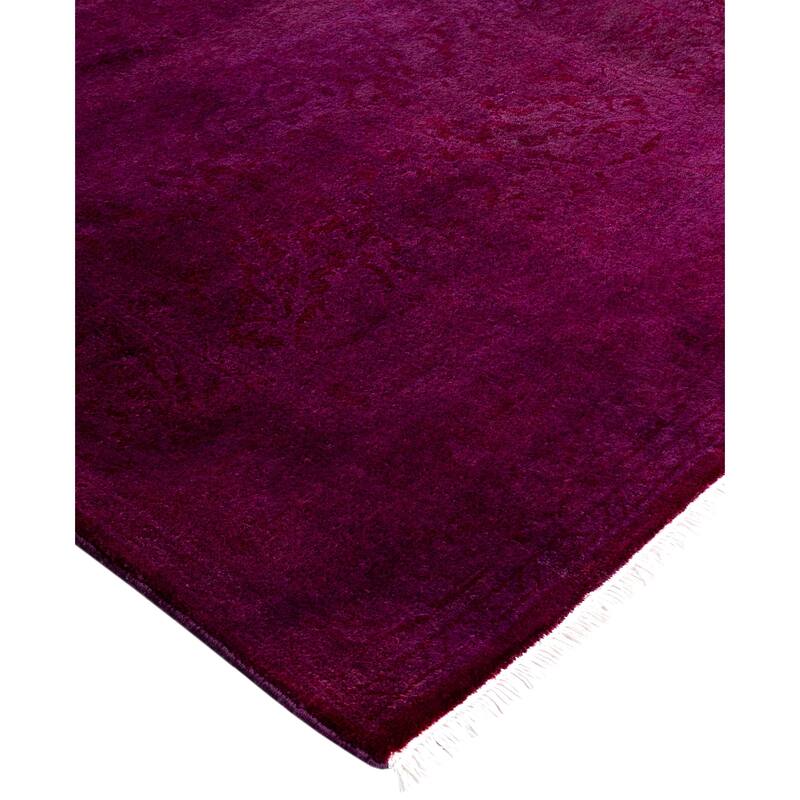 Overdyed One-of-a-Kind Hand-Knotted Area Rug - Purple - 2' 7" x 19' 3"