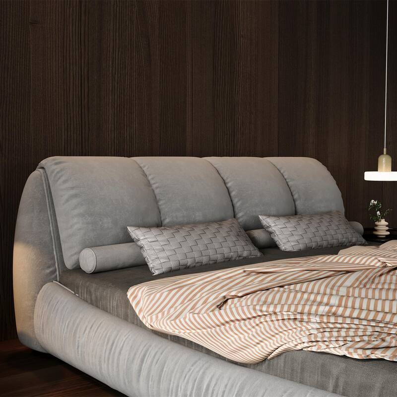 Upholstered Platform Bed with Oversized Padded Backrest