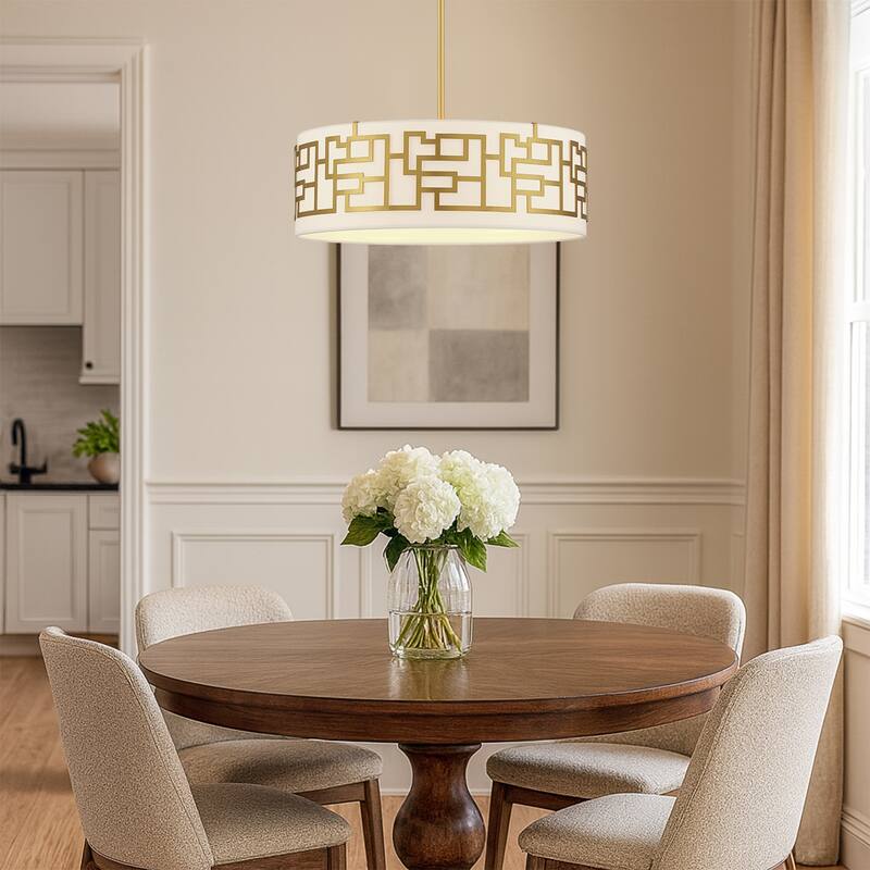 Murray 4-light drum Pendant chandelier with Gold frame - 20 in. W